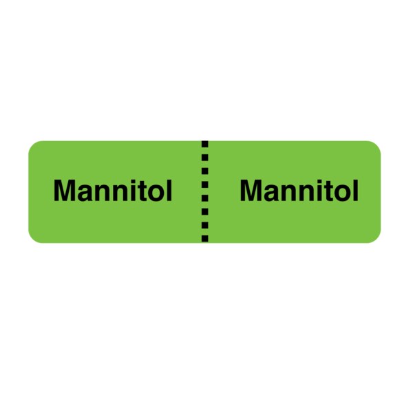 IV Drug Line Label - Mannitol/Mannitol 7/8" x 3" Green w/Black
